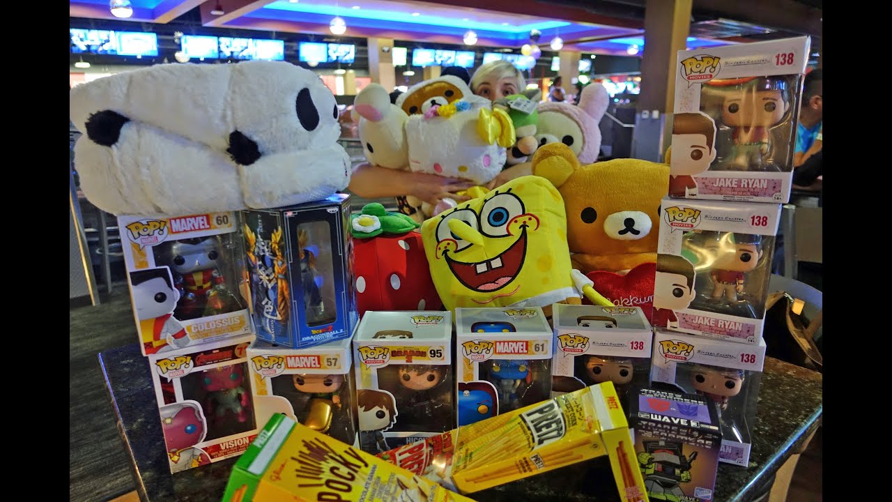 So many UFO catcher wins at Round 1 arcade in Santa Ana!