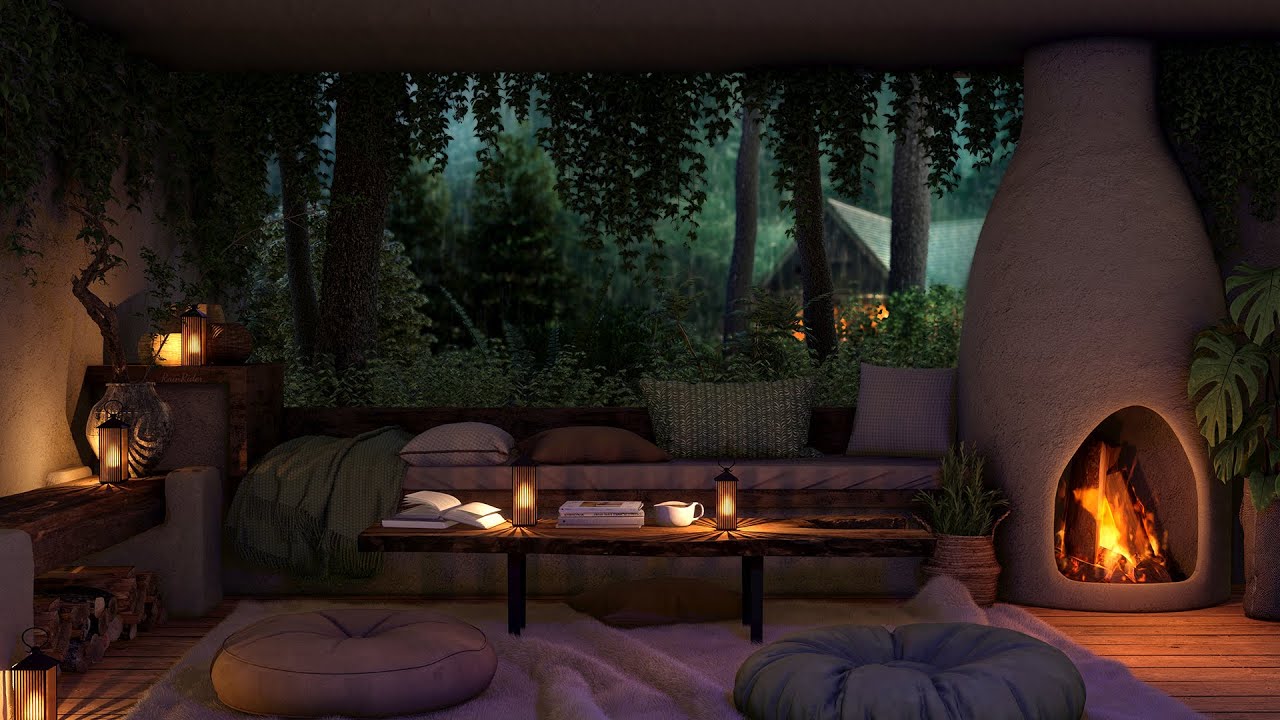 Get Cozy in This Rainy Forest Retreat &ndash; Warm Fireplace Ambience & Gentle Rain Sounds for Deep Sleep