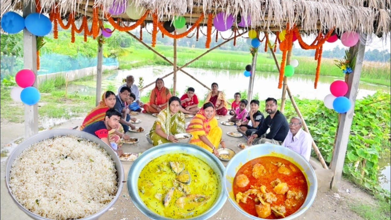 বাড়িতে জন্মদিনের অনুষ্ঠান তাই রান্না করলাম জিরা রাইস,সরষে ইলিশ,খাসির মাংস তার সাথে দই,মিষ্টি,পায়েস