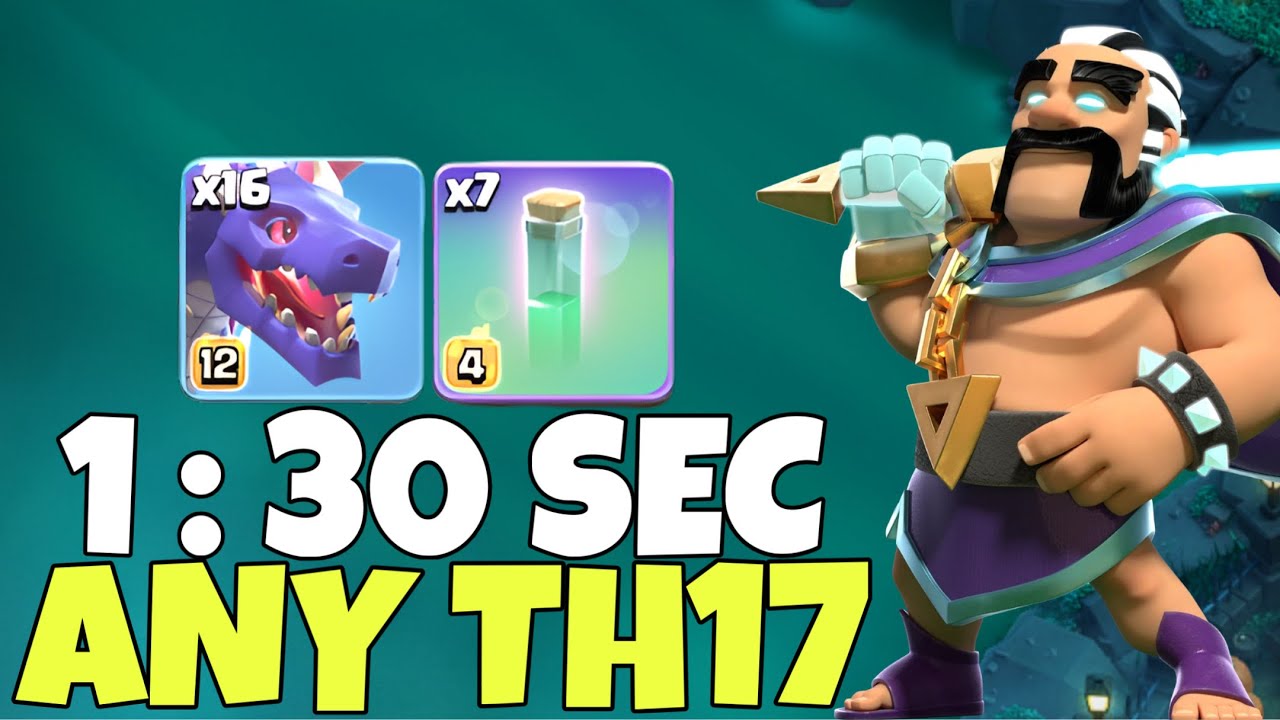 Атака дракона TH17 с RC-зарядом | Стратегия атаки дракона TH17 | Coc