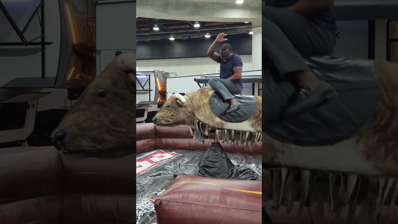 Mechanical bull riding in Detroit #cowboys #buckingbulls #bullriding #rodeo #pbr