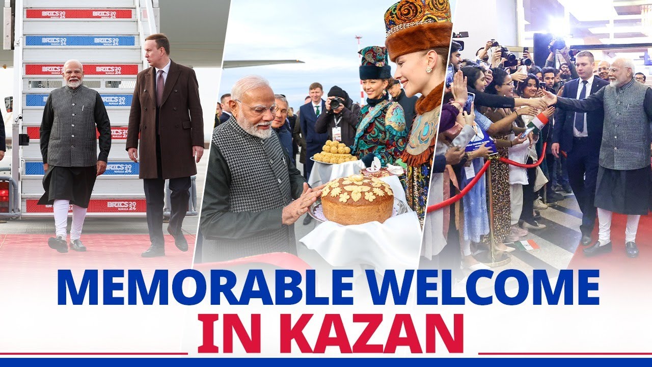 Warm reception for PM Modi in Kazan, Russia