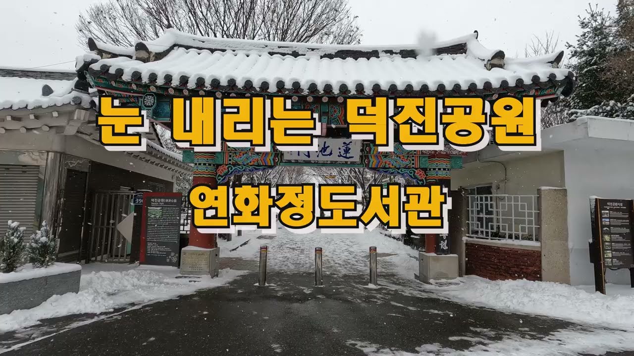 전주덕진공원의 겨울 분위기! 눈 내리는 날의 덕진공원! 연화정 도서관! 예쁜 강아지 보윗과의 조우!