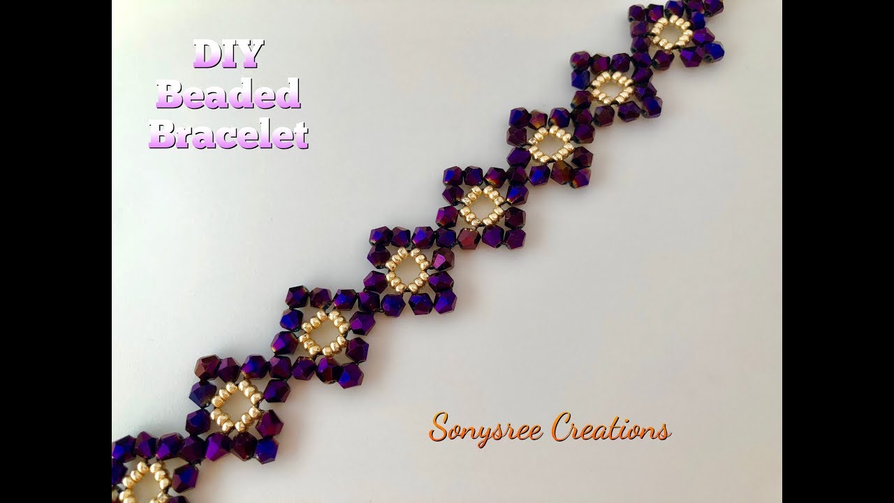 Bicone Right Angle Weave Bracelet. DIY Beaded Bracelet