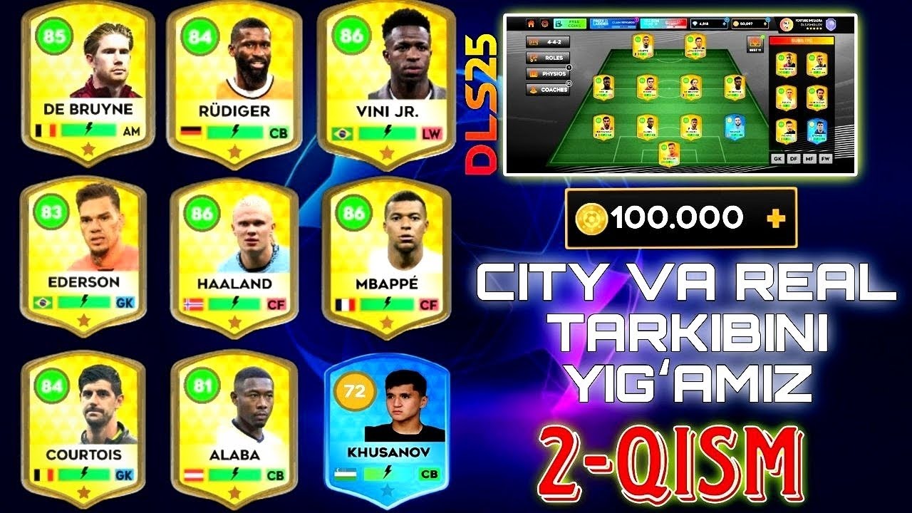 DLS25 MANCHESTER CITY VA REAL MADRID FUTBOLCHILARINI SOTIB OLAMIZ 🤯🤯 100.000 🪙🪙 VINISUS , MBAPPE...