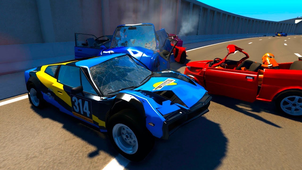 Massive Spike Strip Pileup Crashes #1 &ndash; BeamNG Drive | CrashPro