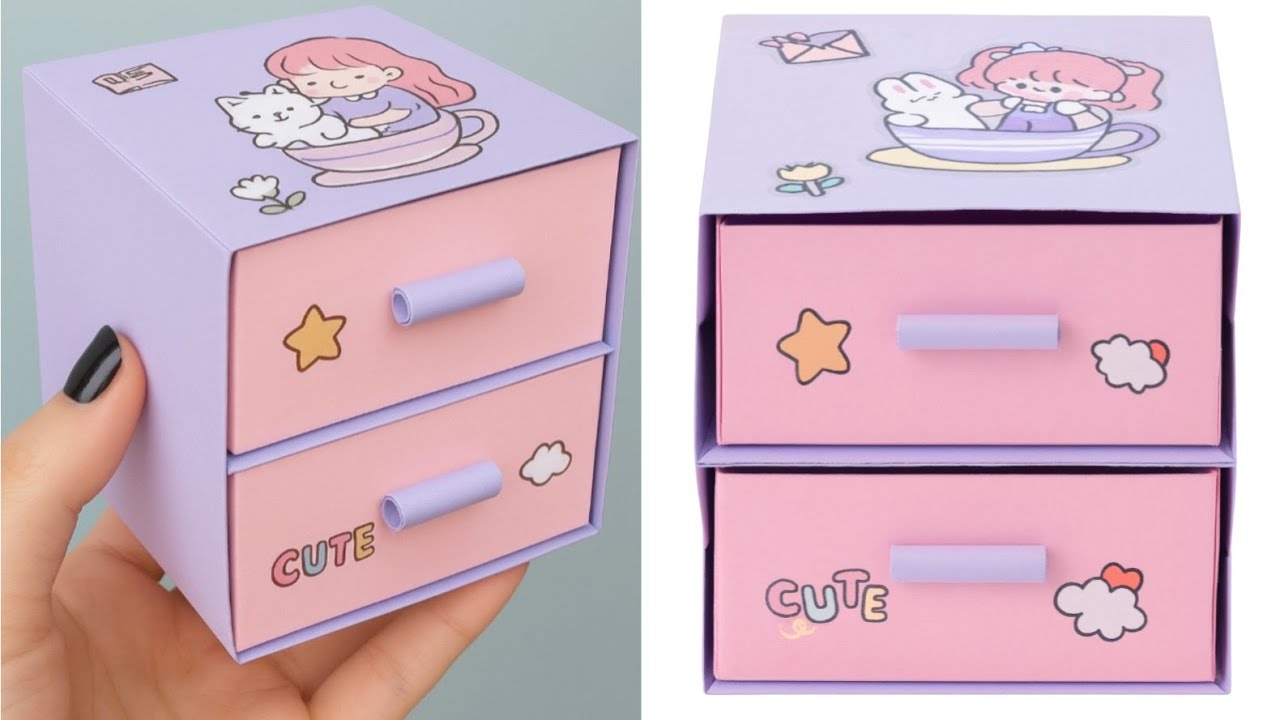 DIY Mini Drawer Organizer | Cute & Aesthetic Paper Craft Tutorial 🩷✨ #Diy #Viral