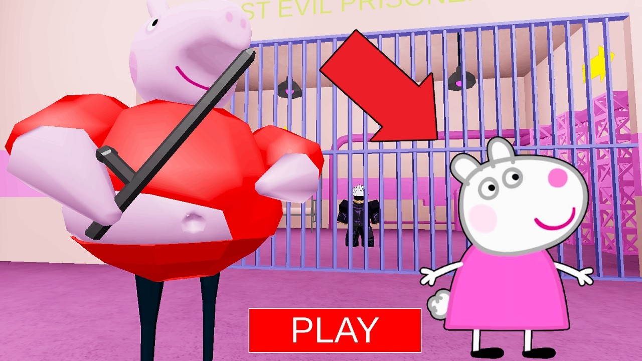 I become a SUZY sheep IN PEPPA pig's prison.  No commentary gameplay (Roblox)
