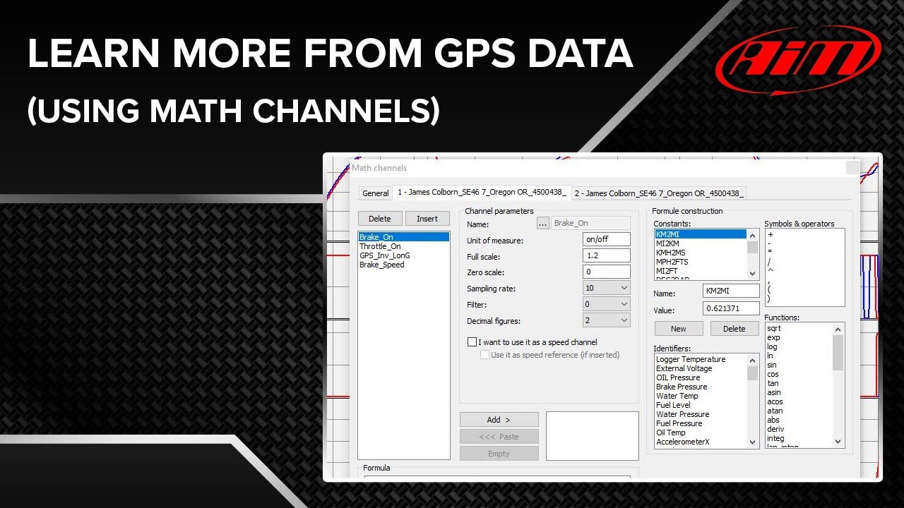 AiM Race Studio Analysis - Finding Trends Using GPS Data
