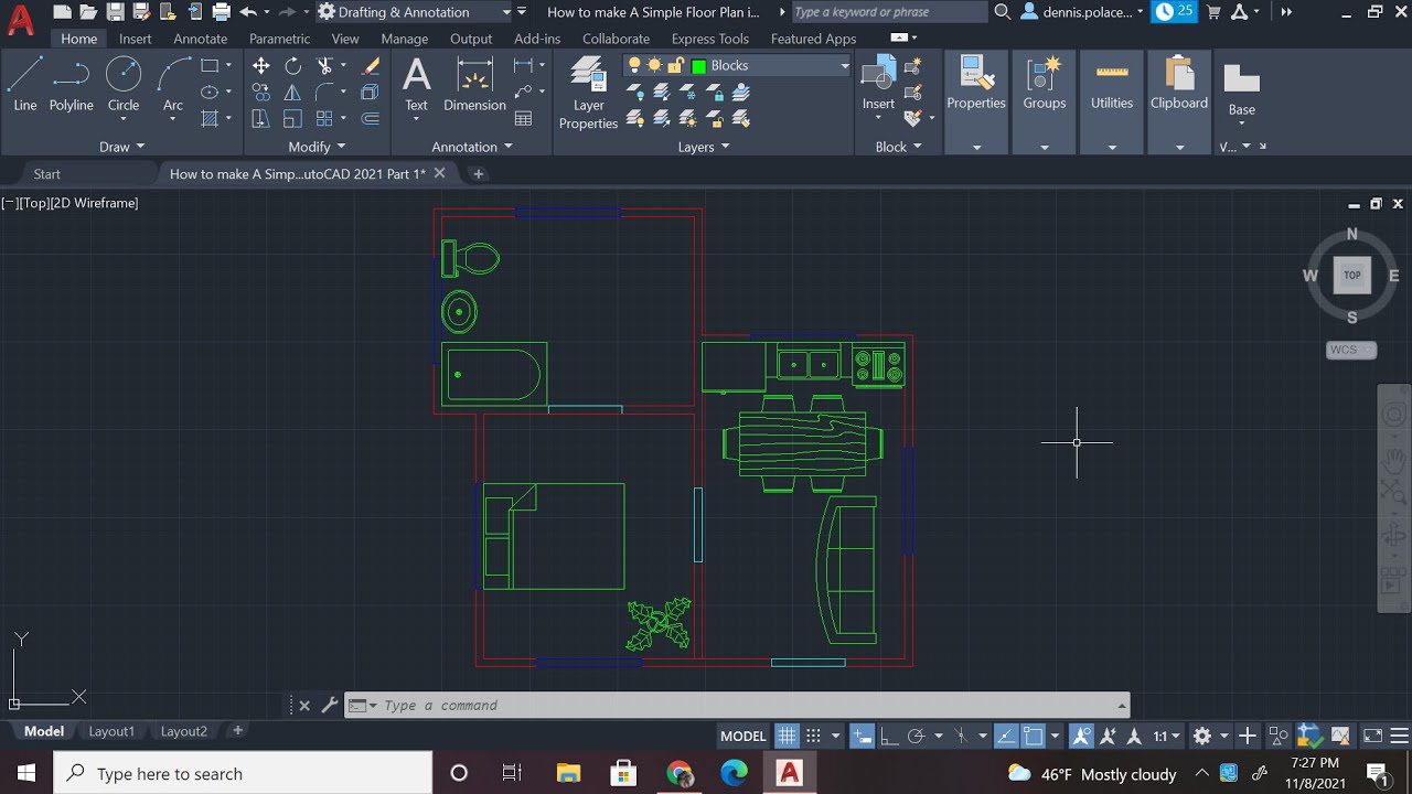 How to make A Simple Floor Plan in AutoCAD Part 2 of 4!
