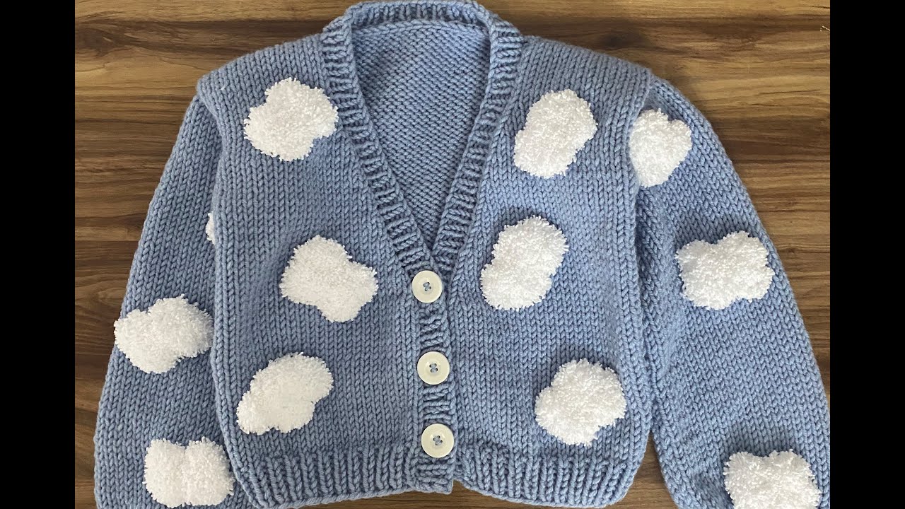 Crop Hırka için Örgü Bulut Yapılışı
