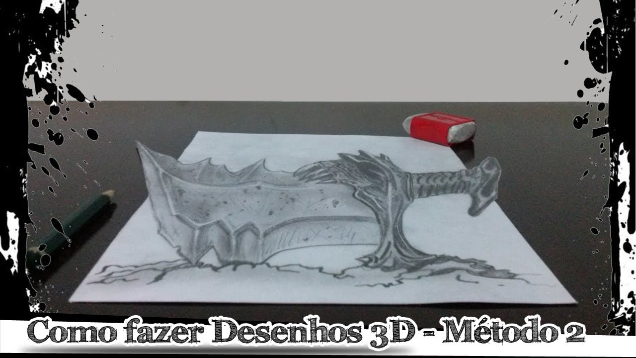 Como fazer desenhos 3D - Método 2 (Blade of Chaos)