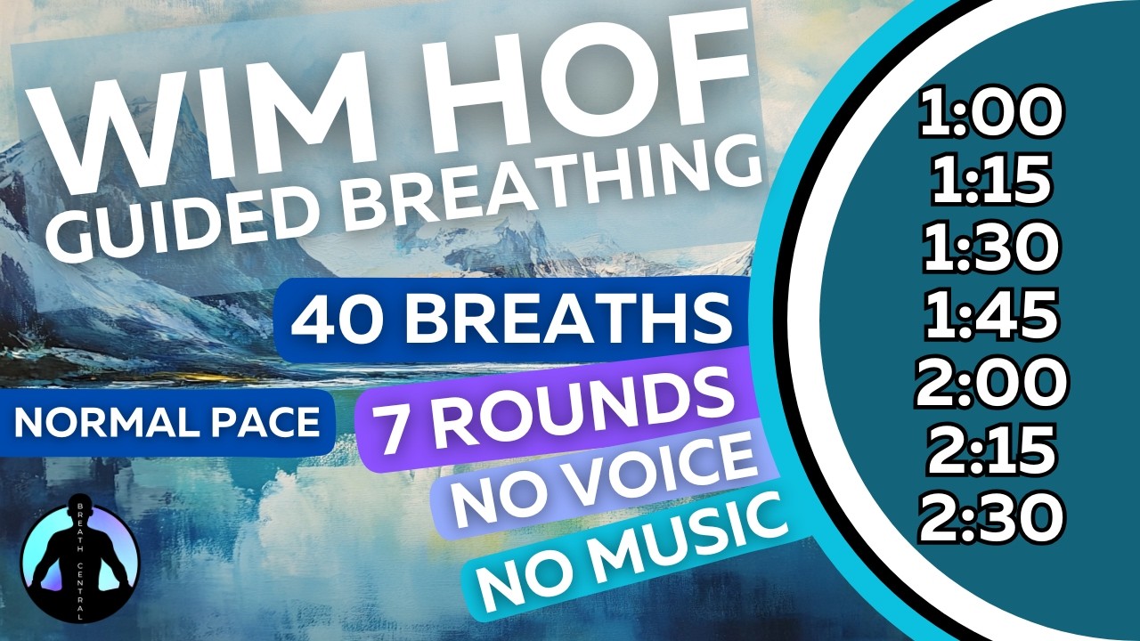 WIM HOF Guided Breathing | 40 Breaths 7 Rounds Normal Pace | Up to 2:30min | No Voice No Music