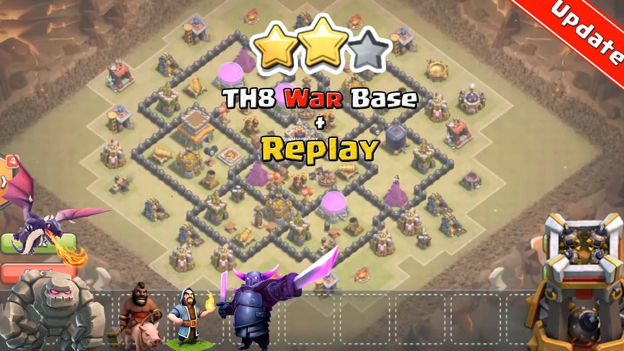 Clash of Clans &diams; TH8 Best War Base with Bomb Tower &diams; Anti 3 Star &diams; AnTi Gowipe, Dragon, Goho +Replay