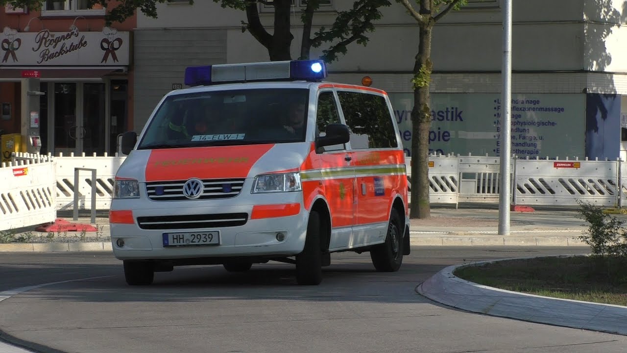 [Einsatzfahrt durch Kreisverkehr] KLF (a.D.)+ reserve HLF+DLK Feuerwehr Hamburg Osdorf