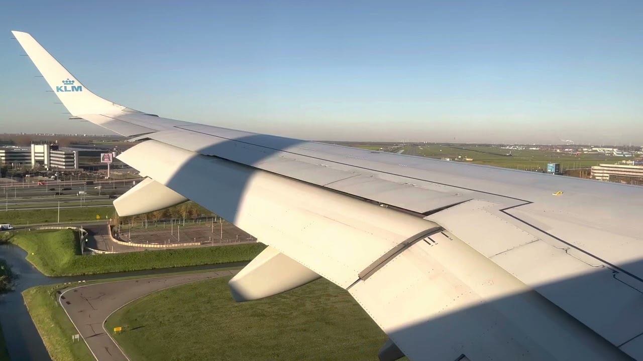 KLM Embraer ERJ-190 | Landing at Amsterdam | Wingview (HD)