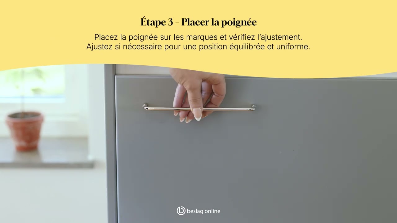Placer les poign&eacute;es horizontalement sur les portes lisses - Beslag Online
