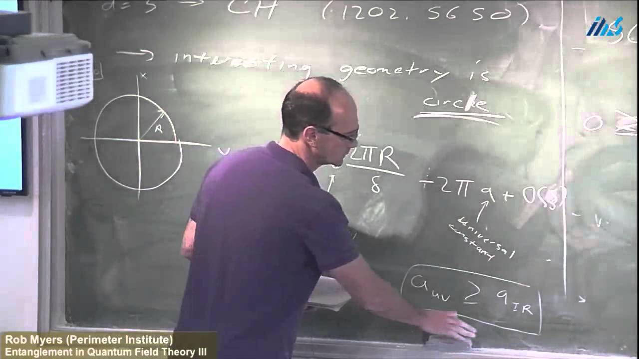 Rob Myers (Perimeter Institute) Entanglement in Quantum Field Theory III