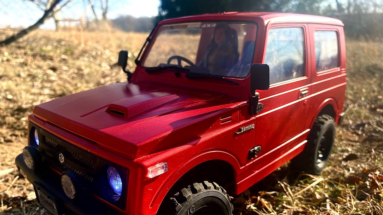 Модель WPL C74 Suzuki Jimny, собранная на внедорожной трассе с двигателем Hobbywing 1060 на 2S Li...