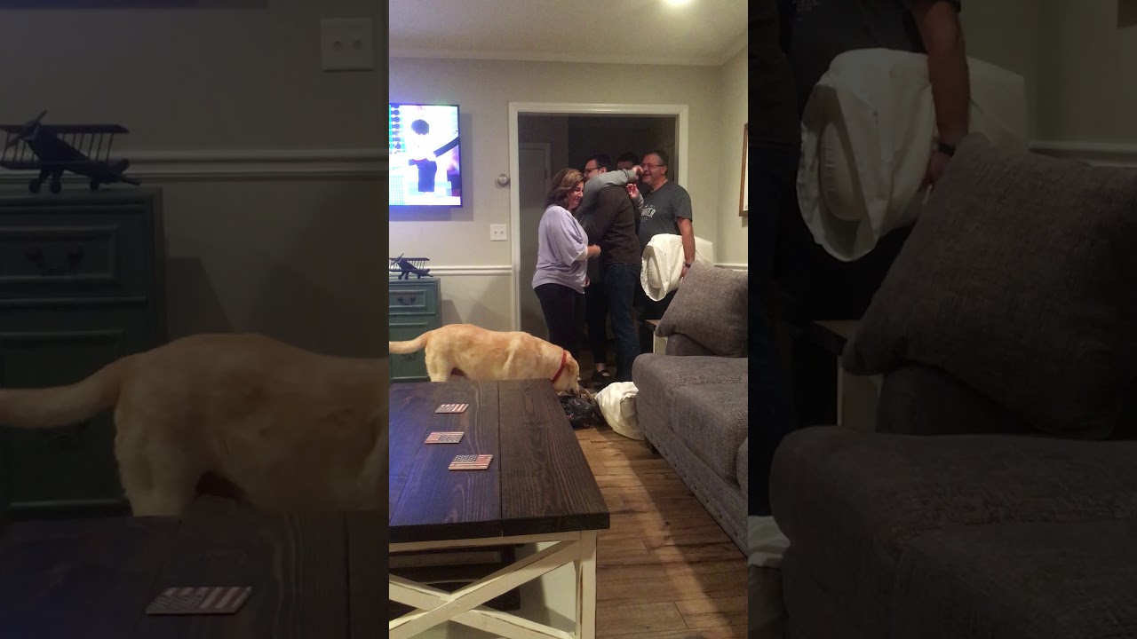 Thanksgiving surprise! Son surprises mom