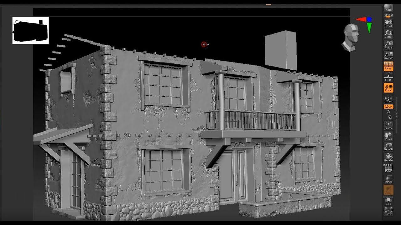 3dsmax Stone House modeling   Zbrush  Substance Painter