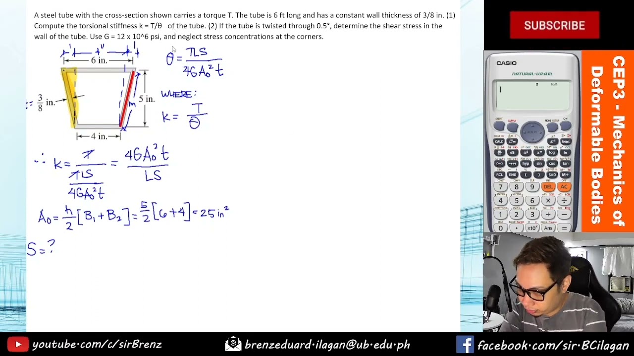 Mechanics of Deformable Bodies - Chapter 3 - Torsion of Thin-Walled Tube Part1
