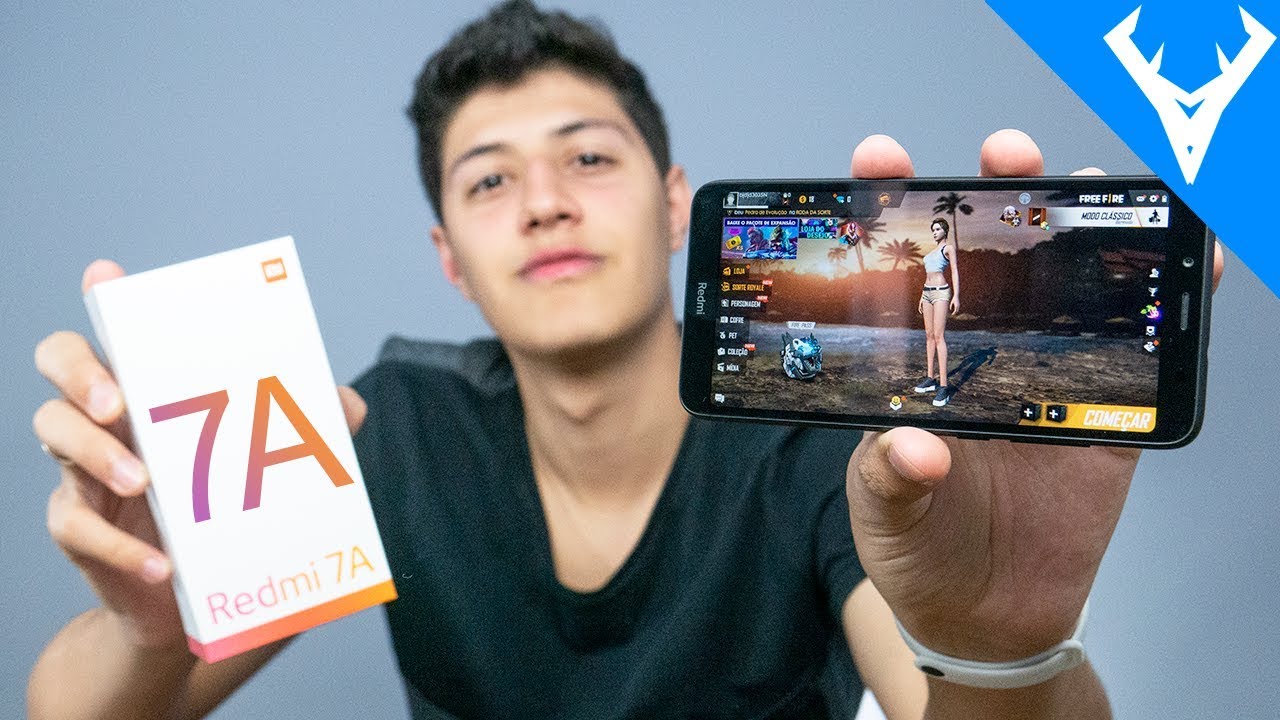 ta na mão! XIAOMI REDMI 7A PRIMEIRO UNBOXING! CUSTA 90$ E RODA FREE FIRE ATÉ!