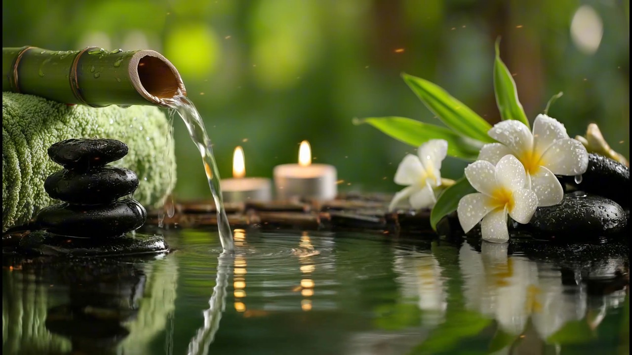 Relaxation Music: Bamboo Water Fountain + Healing Piano 🌿 Sleep Music, Meditation and Nature Sounds