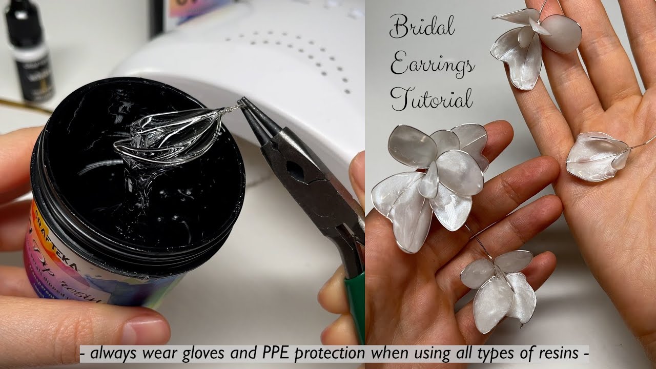 Bridal Earrings Tutorial │ UV Dip Resin │ How to make flowers from UV resin
