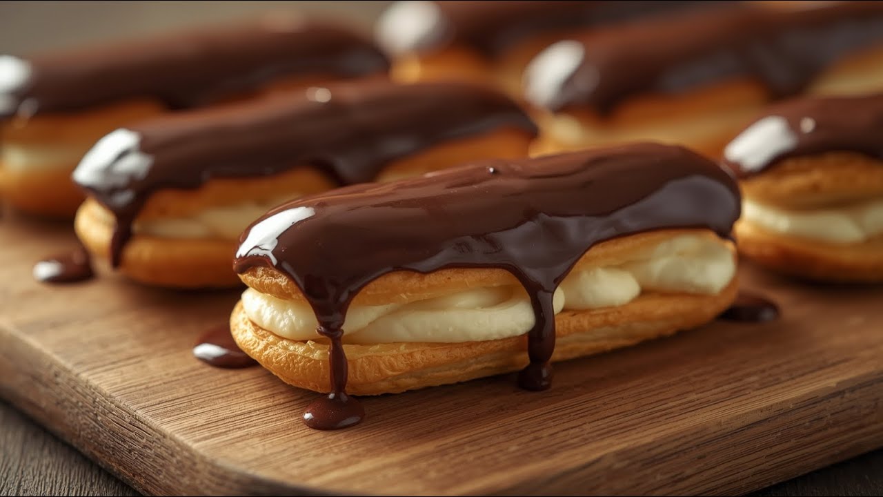 These eclairs are so good that even the fridge is trying to steal one! A no-fail recipe with basics.