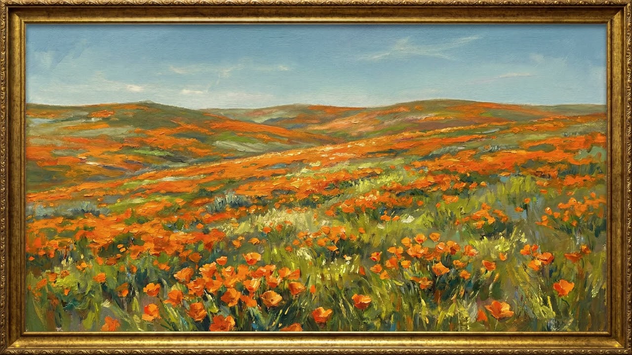 Vibrant Wildflower Hills | Countryside Oil Painting | 2H 4K No Sound