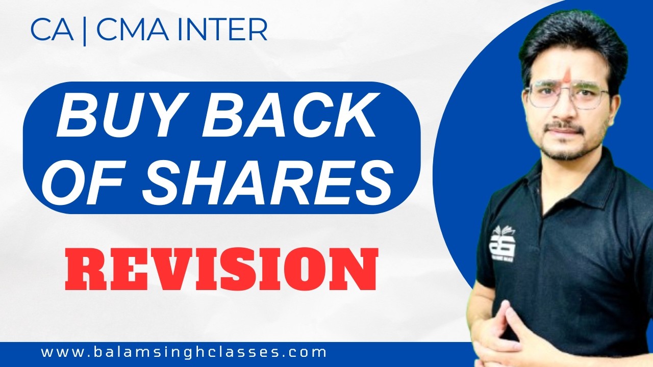 Buy Back of Shares – Exam Oriented Revision | CA Inter CMA Inter | CMA CS BSR #icai #ca #motivation