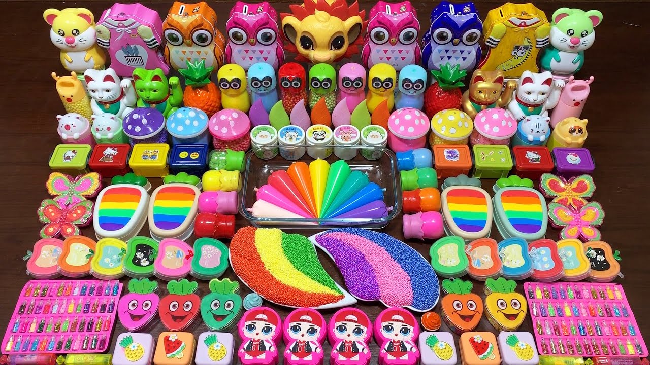 CLAY PIPING BAG & FOAM SLIME & MINI GLITTER, MAKEUP, BEADS | Mixing Random Things Into Slime #1895