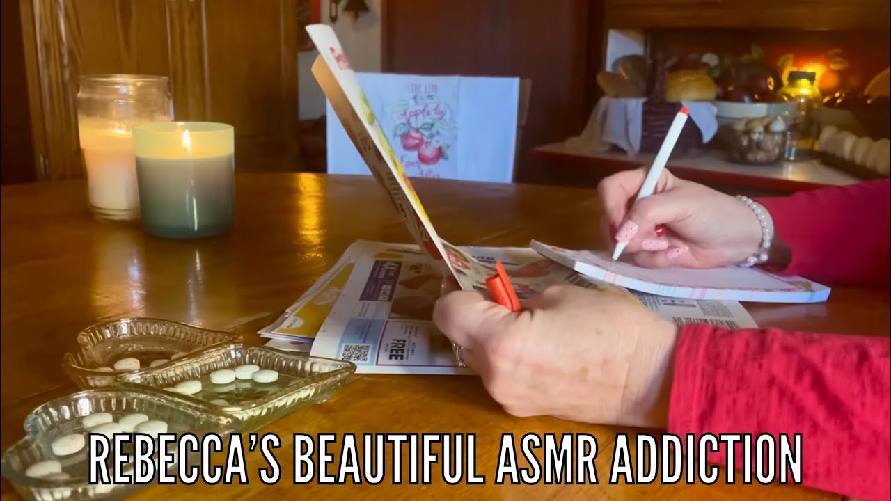ASMR Request! Grocery ads & list! (Gentle whispering w/candy only) Coupon cutting & writing.