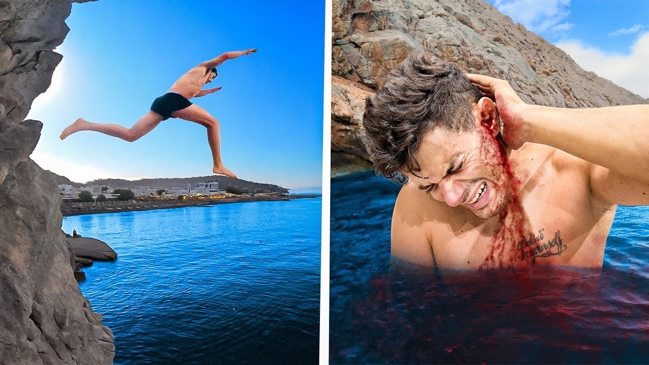 Nunca me hab&iacute;a pasado esto...🤕| Saltando al agua con Gero Arias en Santorini 🇬🇷