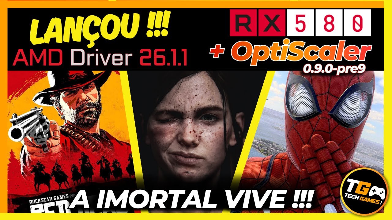 🚀 A RX 580 RENASCEU! Novo Driver AMD 26.1.1 + OptiScaler PRE9 Ficou SIMPLESMENTE PERFEITO!🔥