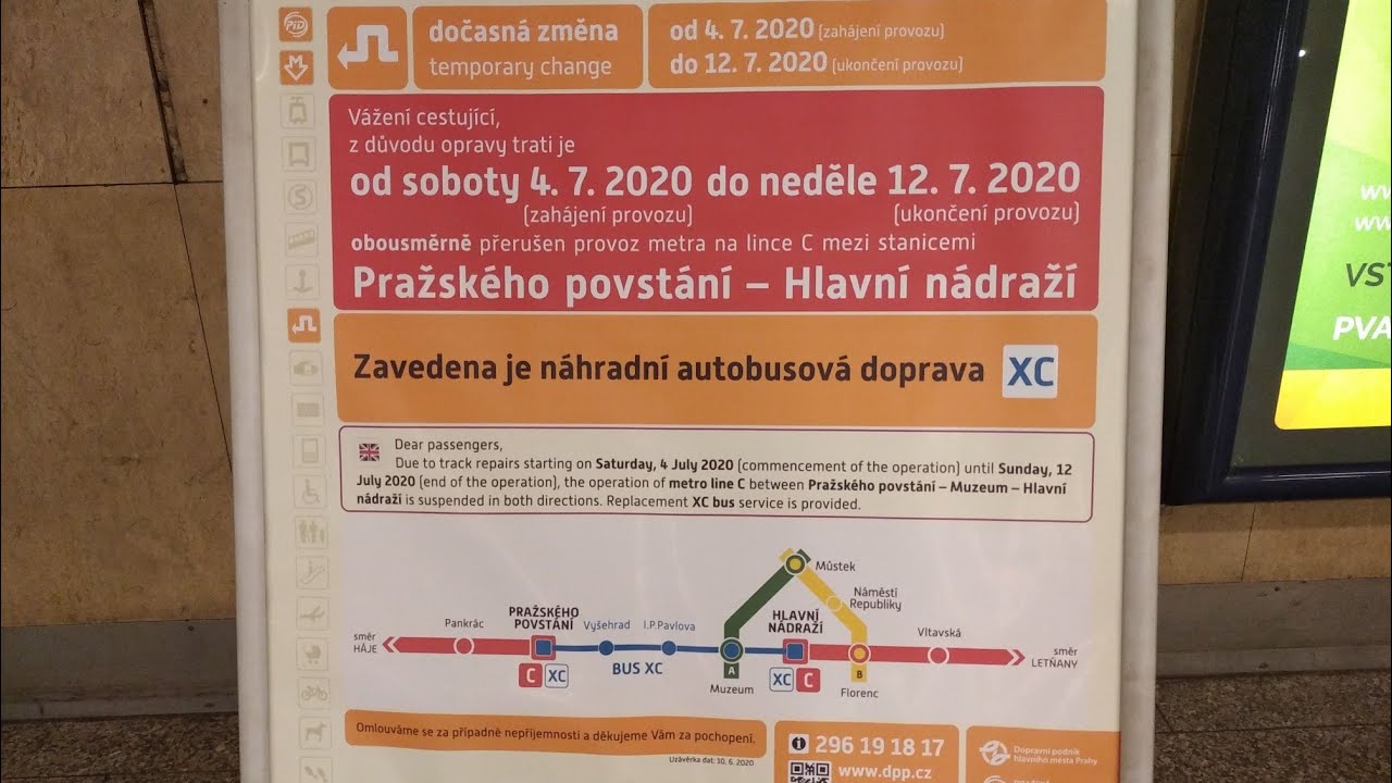 [DPP]Výluka na lince metra C 'Pražského povstání - Hlavní nádraží'
