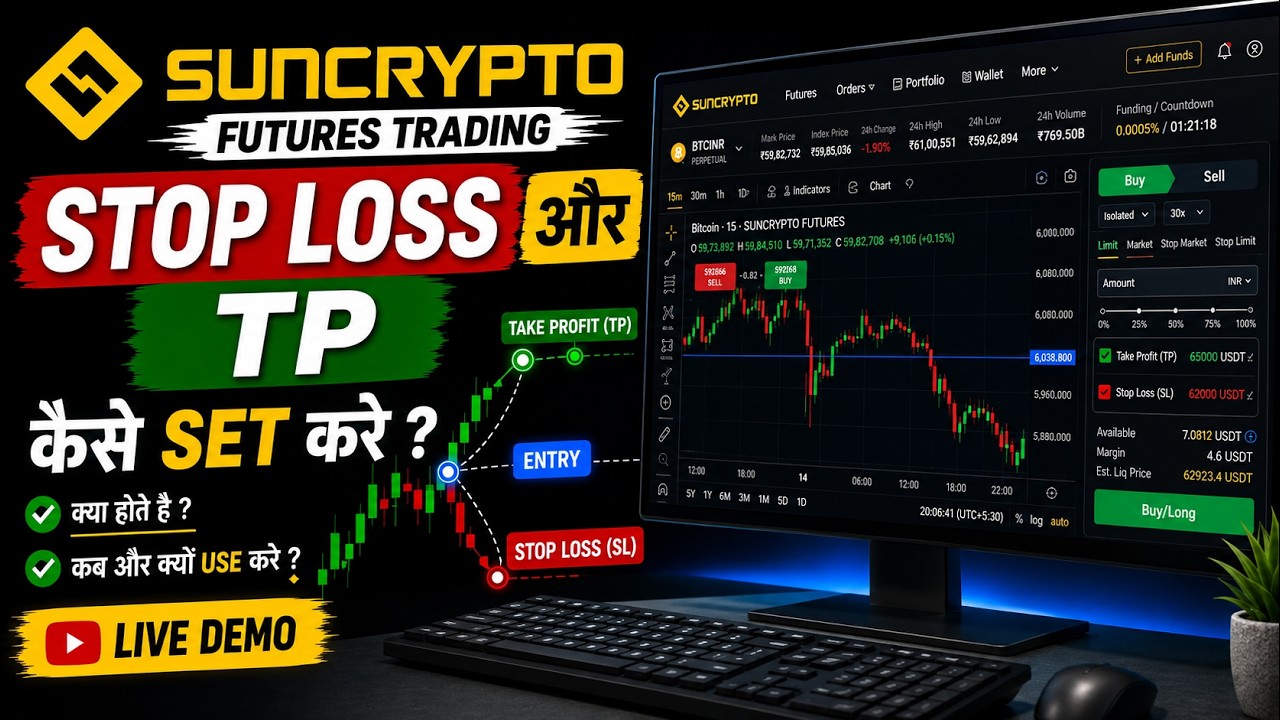SunCrypto Futures Me SL & TP Kya Hote Hai? 🔥 Stop Loss & Take Profit Kaise Lagaye | Live Demo
