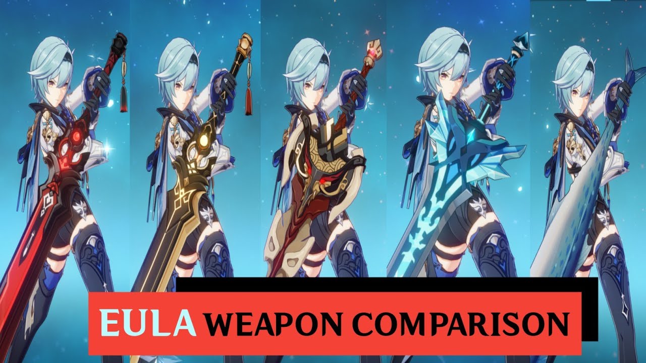 Eula Weapon Comparison | Archaic | Blackcliff | Serpent spine | Snow-Tombed Starsilver | Tuna
