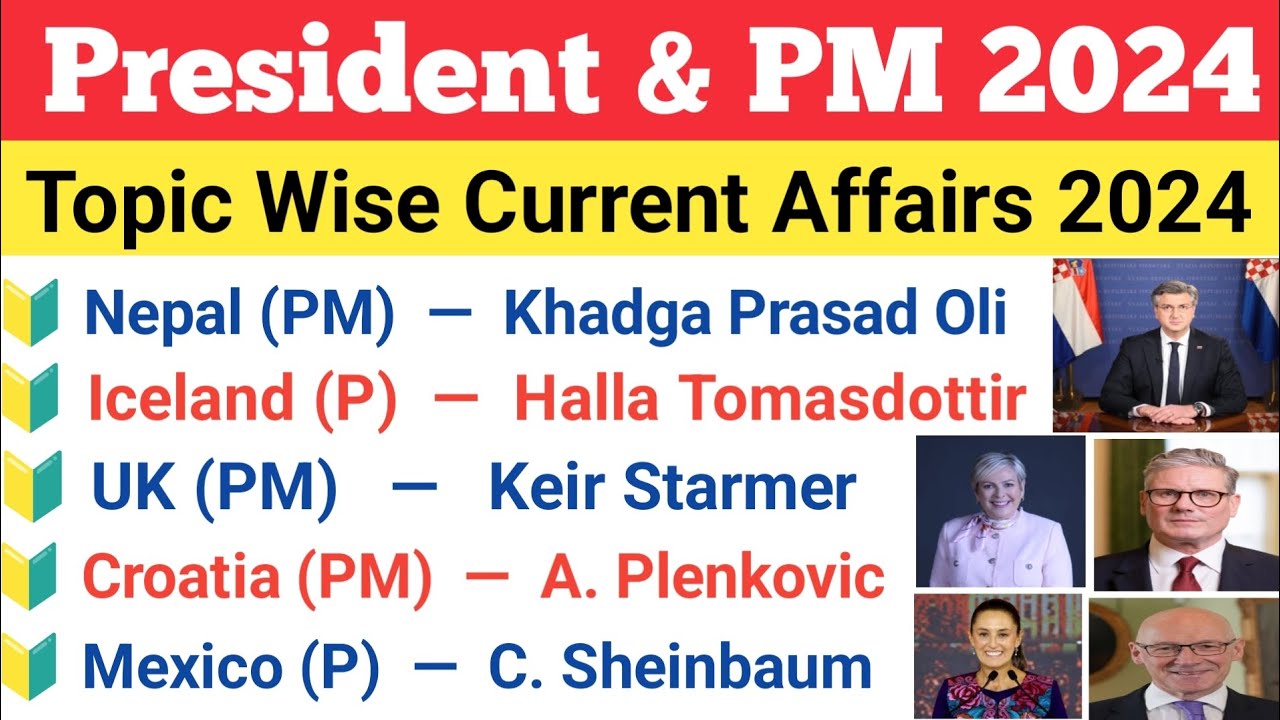| PM and President Of Important Countries 2024 | President and Prime Minister Of All Countries 2024