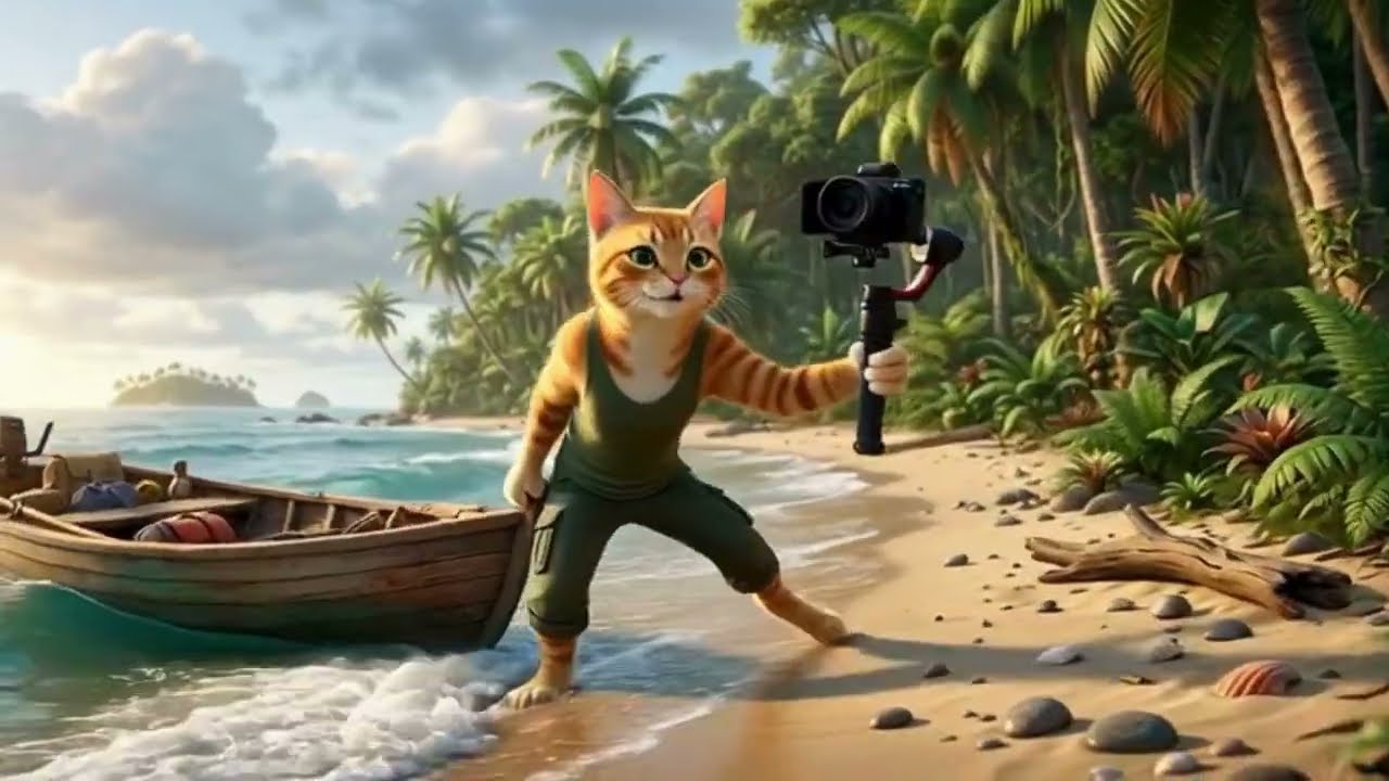 I Found Strange Footprints on a Mysterious Island 😱 | Cat Adventure Vlog