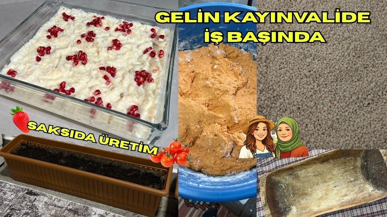 BALKONDA ÜRETİM YAPMAYI DENEYECEĞİM! GELİN KAYINVALİDE TARHANA VE KUSKUS YAPTIK! İFTARA GÜLLAÇ!