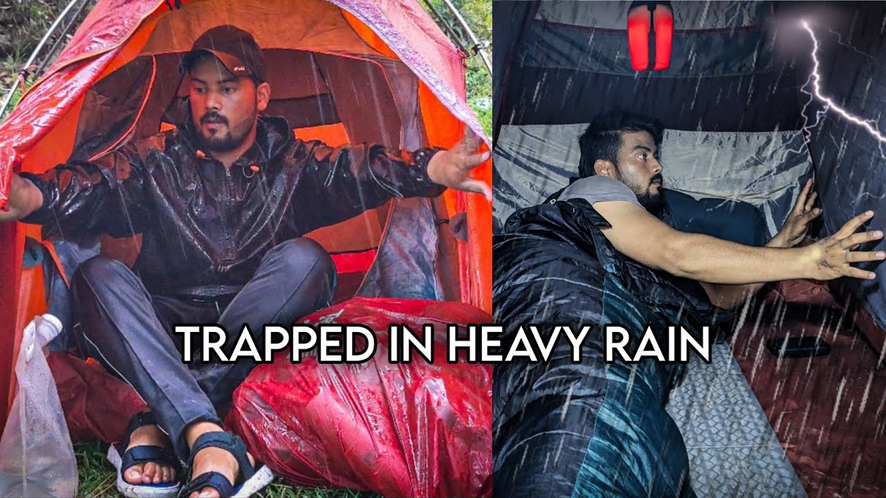 Solo Camping In rainy Forest | rain & thunderstorm during Camping #raincamping