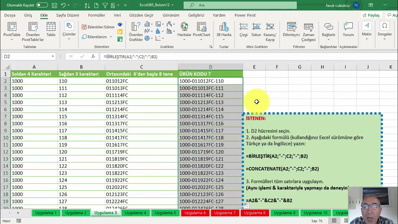 Excel Metin Veri İşlemleri