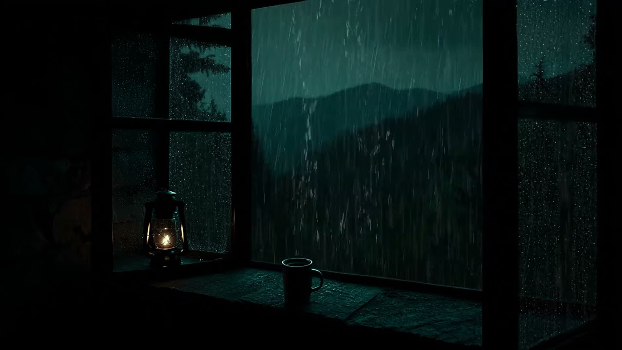 Midnight Rain Sounds Outside the Window 🌙 Warm Cozy Bedroom Ambience for Relaxation and Deep Sleep