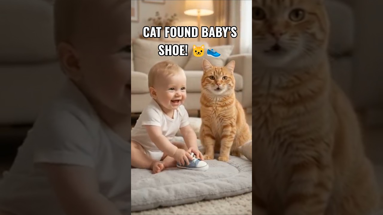 Baby Lost His Shoe&hellip; Then the Cat Found It! 😂🐱👶 #Shorts