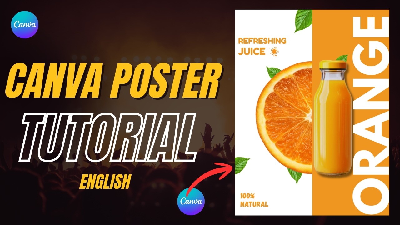 Дизайн рекламного плаката фруктового сока в Canva | Рекламный плакат продукта @DSgraphix21