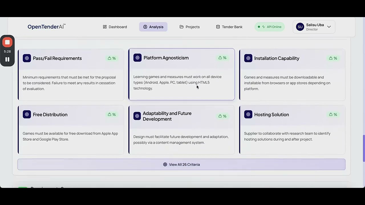 Opentender AI Technical demo by Abraham Onoja - CTO