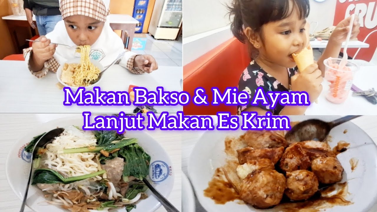 PULANG SEKOLAH MAKAN BAKSO & MIE AYAM, SORE NYA MAKAN ES KRIM MOMOYO