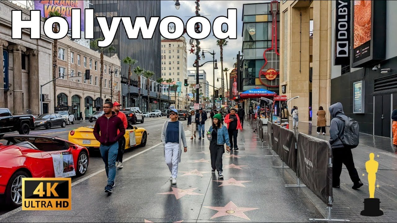 HOLLYWOOD Walk Of Fame Walking Tour - 4K 60fps